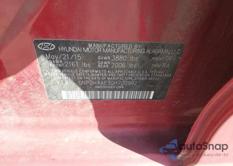 2016 Hyundai Elantra Se z USA, uszkodzony, nr VIN 5NPDH4AE3GH700992